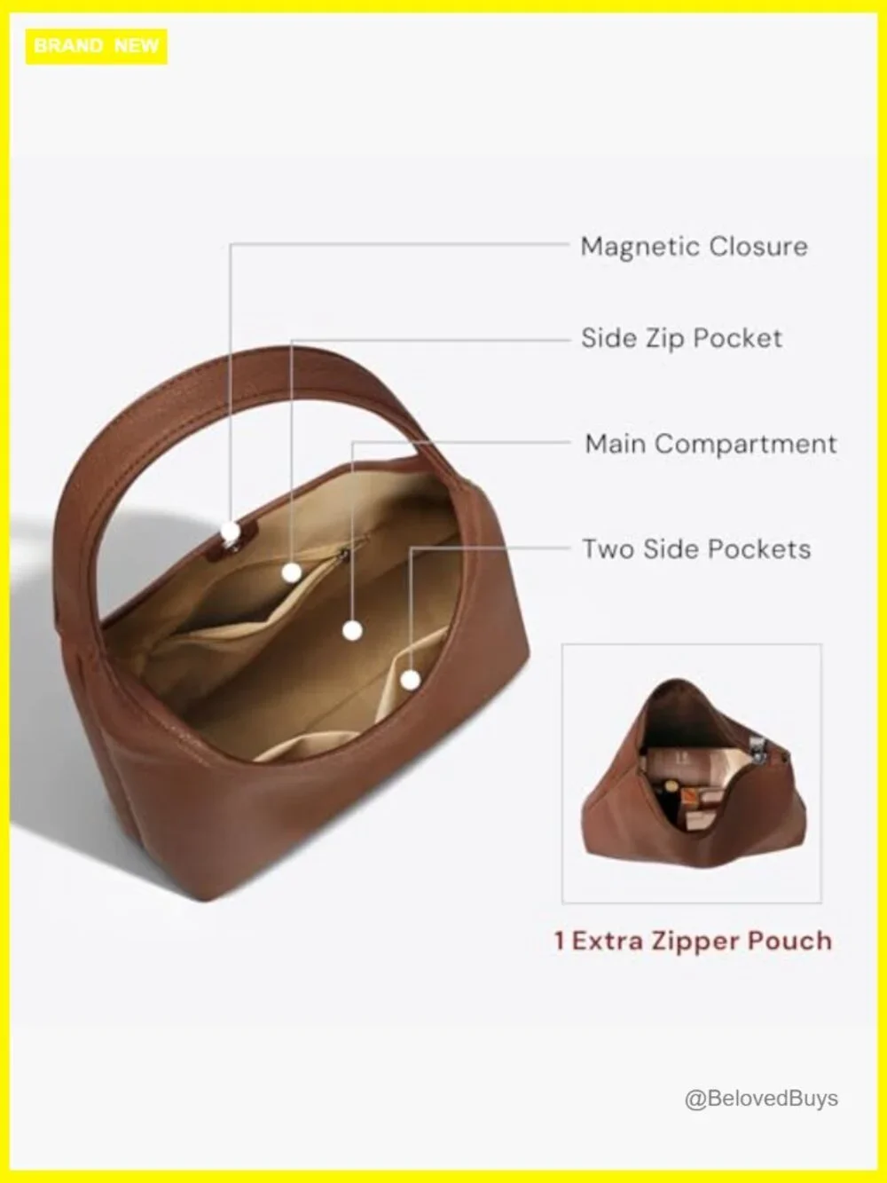 Large Slouchy Hobo Shoulder Bag, Vegan Leather Tote, Fits 13.6